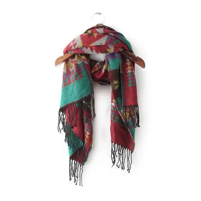 

4325 Europe And America Long National Style Printed Tassels Shawl