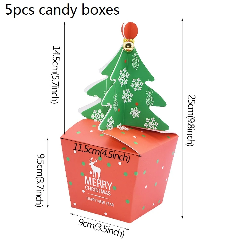 B16 xmas tree L Christmas Candy Box Bell Christmas Tree Candy Apple Packing Box Christmas Eve Party Cookie Bag Gift Box Navidad Candy Box Decor - Цвет: B16 xmas tree L