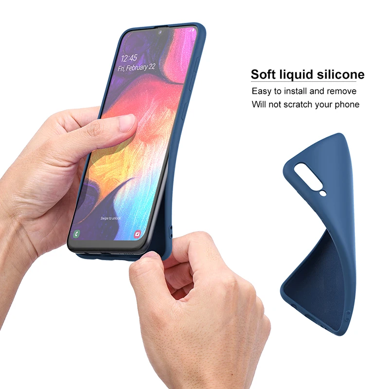Для samsung Galaxy A50 жидкий силиконовый чехол гелевый резиновый Тонкий чехол с мягкой амортизирующей тканью из микрофибры подушка для подкладки