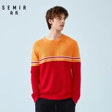 ^#Cheap Semir Sweater men spring color stitching cotton round neck pullover men's Korean casual shirt fresh college wind ^#Cheap Semir Sweater men spring color stitching cotton round neck pullover men's Korean casual shirt fresh college wind