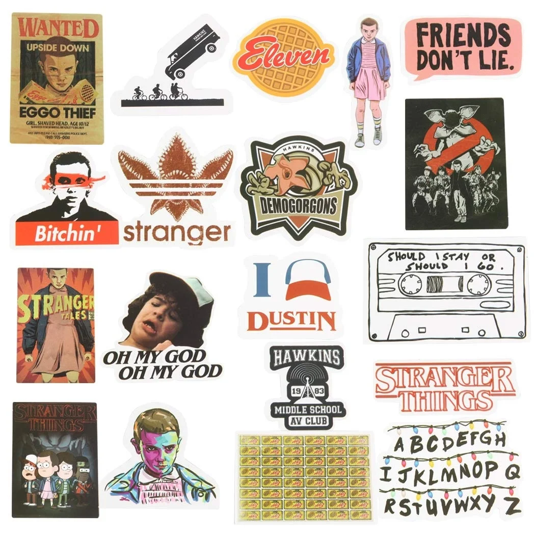 

For Laptops Sticker,Stranger Things Stickers Water Bottles.18 PCS Waterproof Vinyl Decal Sticker Phone