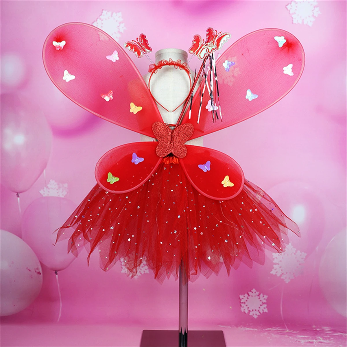 4 шт., 5 стилей, светодиодный светильник для женщин и девочек, крылья бабочки, юбки-пачки, волшебная палочка, подарок на день рождения, Рождественский костюм, светящийся карнавальный костюм