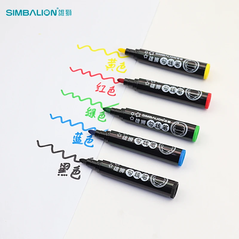 SIMBALION Art Hook Line Watercolor Pen Tasteless Painting Hook Line Pen Graffiti Drawing Color Bold Mark Pen 5 Colors Optional