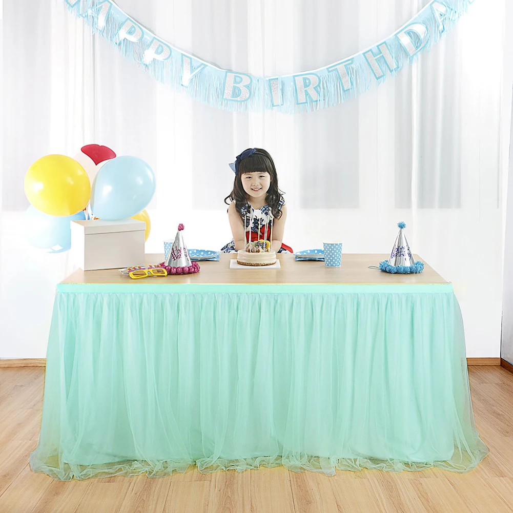 MultiColor Table Skirt Tableware Cloth Wedding Tutu Tulle Table Skirt Baby Shower Party Home Decor Table Skirting Birthday Party