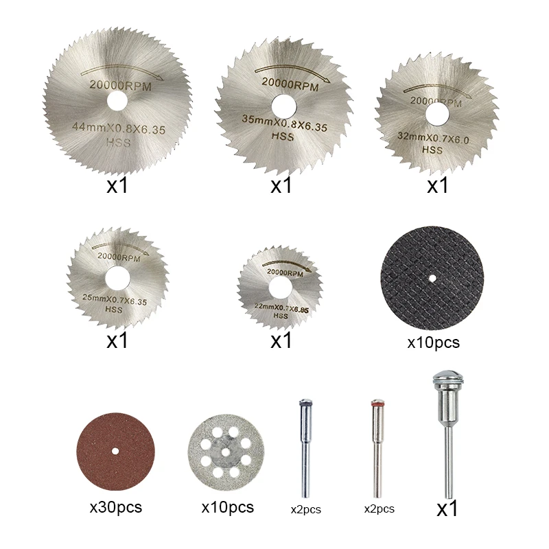 XCAN Mini Saw Blade 60pcs for Dremel Rotary Tools Resin Cut-Off Wheels Diamond Cutting Disc Mini HSS Saw Blade
