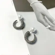 Индивидуальность Темперамент полный драгоценный камень жемчужное письмо нерегулярные ins Женские аксессуары для ушей