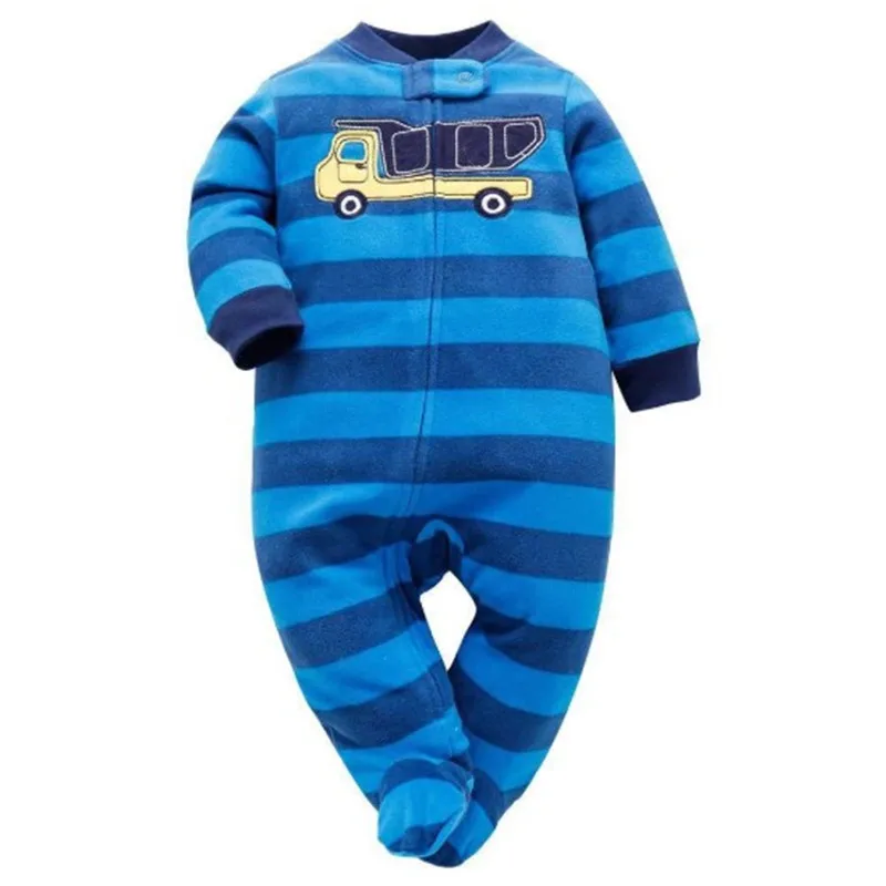 Флисовый комбинезон на молнии для новорожденных мальчиков и девочек; цельнокроеная одежда с длинными рукавами для малышей Детские топы с рисунком; детские пижамы - Цвет: zb