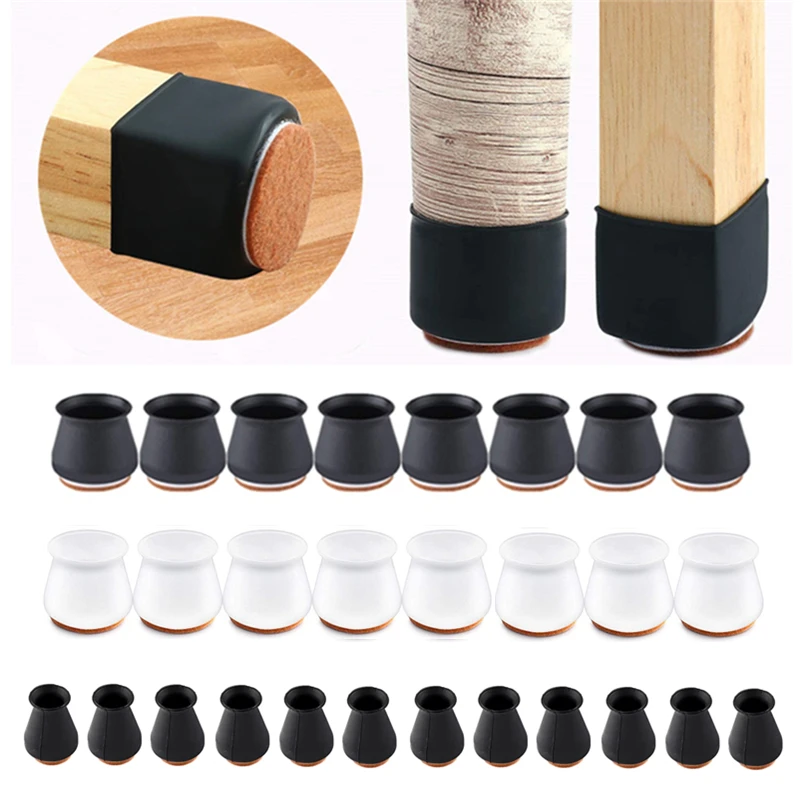 Chair Legs Protectors Table Foot Cover Silicone Chair Caps with Felt EVA Pads for Protecting Floors from Scratches and Noise #30