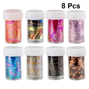 

8Pcs Starry Sky Nail Sticker Nail Transfer Paper Stickers Marble Texture Manicure Transfer Decals For Women Lady Random Color