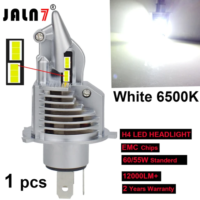 JALN7 H4 9003 LED Headlight Bulb HS1 HB2 12V 24V 60/55W Fighter H4 Led Bulb for Car Motorcycle Headlight CSP Chip 6500K 3000K 1pcs White 6500K