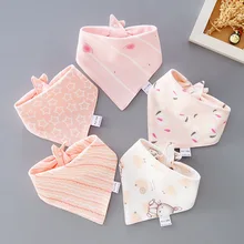 Bavoir Double couche pour nouveau né, serviette triangulaire en laine de coton, réglable par pression, serviette Bandana, short, gaze