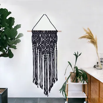 

Bohemian Macrame Woven Wall Hanging Tapestry Handmade Chic Hand-knitted Cotton Rope Art Apartment Dorm Room Home Decoration