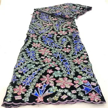 

2020 Latest Nigeria Lace French Lace Fabric Super Hot Nigerian Lace Fabric High Quality Embroidered Lace Fabric with Sequins