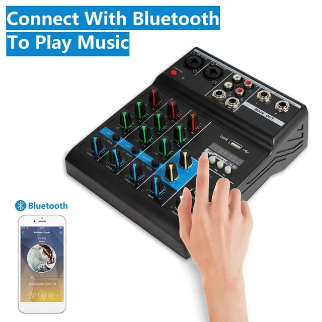 USB Audio DJ Mixer Perform Live Singing Recording Computer Phone Sound Card  Reverberation Bluetooth 4-way Tuning Table DJ Device - AliExpress