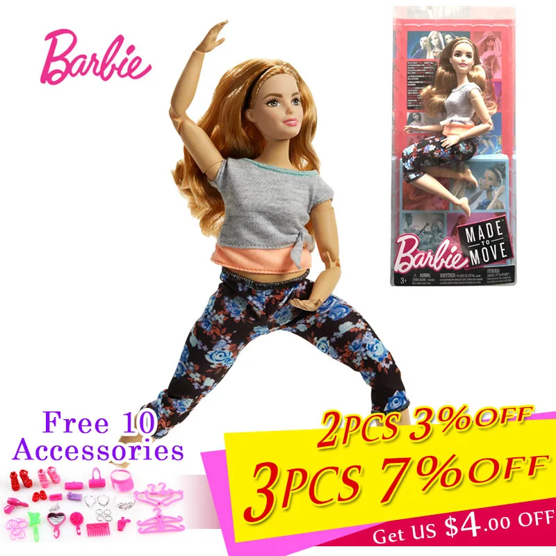 Оригинальная Барби Гимнастика Йога Спортивная Кукла Барби все суставы движение кукла игрушка для обучения девочки Рождество День рождения игрушки подарок DHL81 - Цвет: FTG84