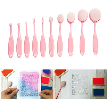 

YaMinSanNiO 10pcs Set Different Sizes of Coloring Brush Ink Blending Brushes DIY Stamp Knife Mold Handle Paint Decorating Brush