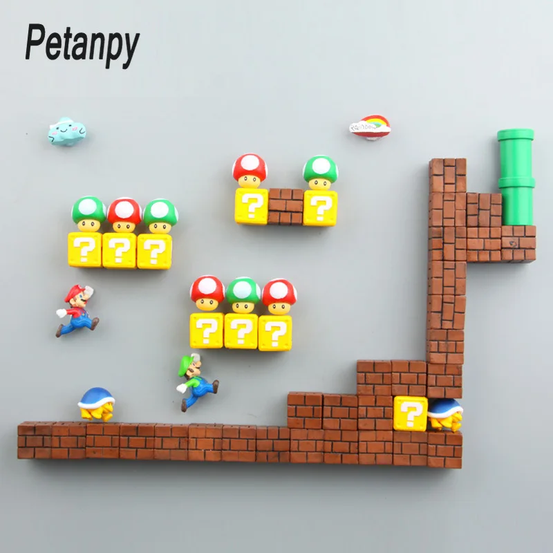 

39pcs 3D Decoration Stereoscopic Super Mario Bros Fridge Magnets Message Sticker Adult Man Girl Boy Children Toy Birthday Gift