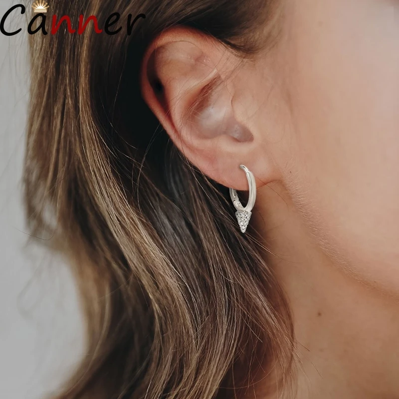 Canner новые модные женские сережки-гвоздики для женщин, подарок в стиле панк, геометрический циркон, 925 пробы, серебряные серьги