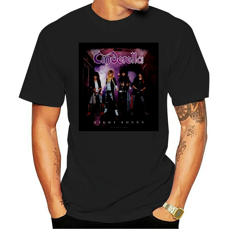 

Men t shirt Cinderella Glam Rock Metal Band Night Songs Tee Fitness - Black t-shirt women