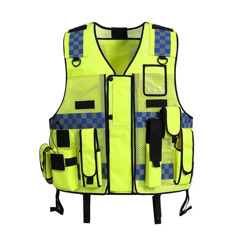 Reflective Vest Breathable Mesh Multi pockets Construction Traffic Safety Protective Jacket Fluorescent Clothes Work Clothing |