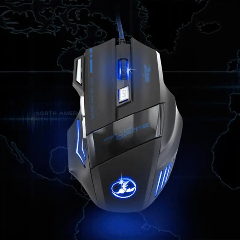 ZELOTES T-80 Проводная игровая мышь USB T80 5500 dpi 7 кнопок подсветка светодиодный оптическая компьютерная мышь для настольного ПК ноутбука геймера мыши