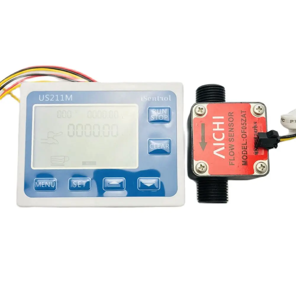 

US211M Oil kerosene Digital Flow Meter Sensor Reader with OF05ZAT G1/2" 1-10L/min 24V Displayer