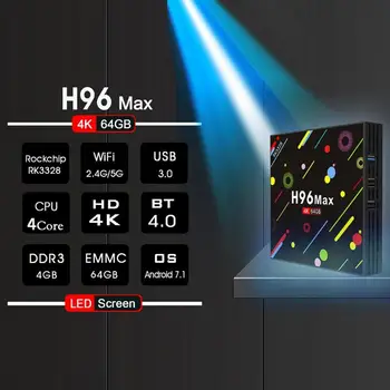 

H96 MAX H2 Android 7.1 4+64G Smart TV Box Quad Core RK3328 AK Set Top Box Wifi Bluetooth Smart Media Video TV Player(US Plug)