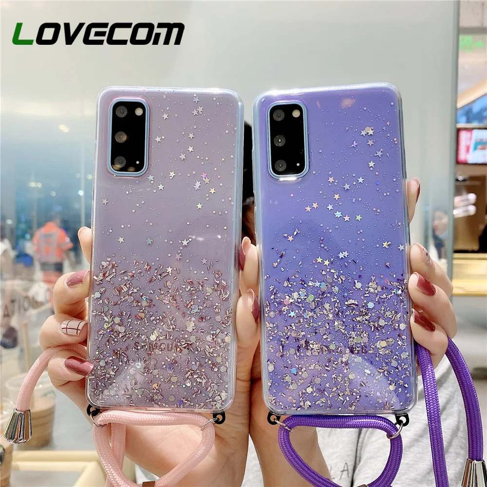 Блестящий Прозрачный чехол со звездами и блестками для телефона Samsung A70 A50 A41 A51 A71