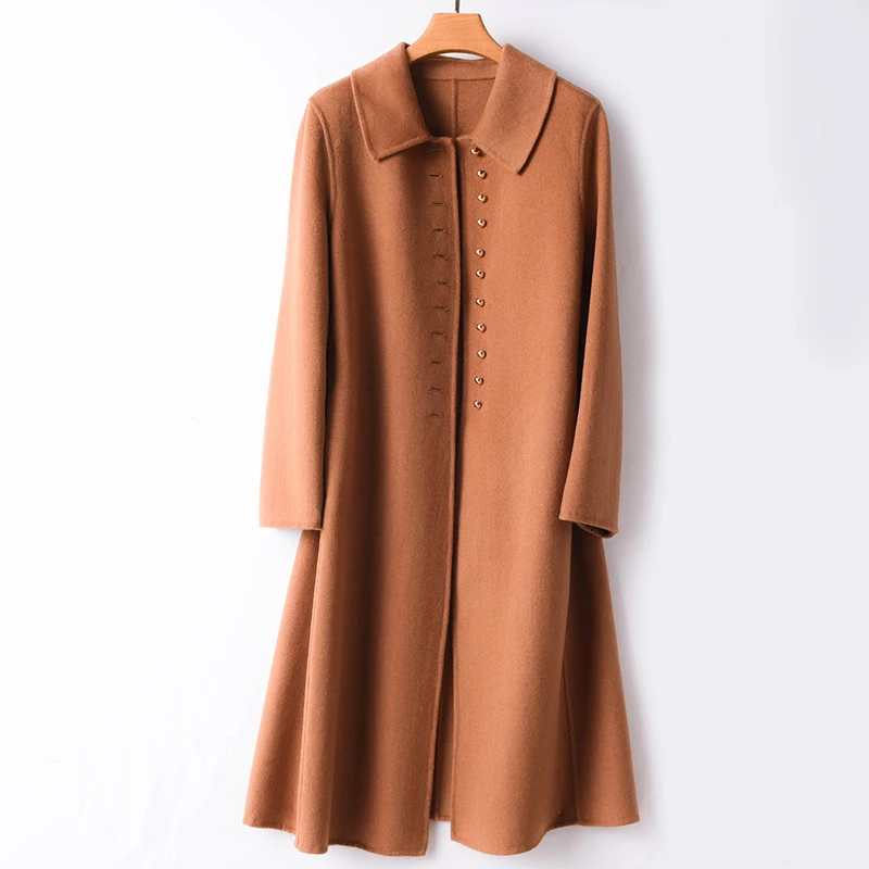 Koop Winterjas Vrouwen 2019 Herfst Winter Cassic Eenvoudige Wol Maxi Lange Jas Vrouwelijke Gewaad Bovenkleding Kasjmier Wol Jas Manteau Femme