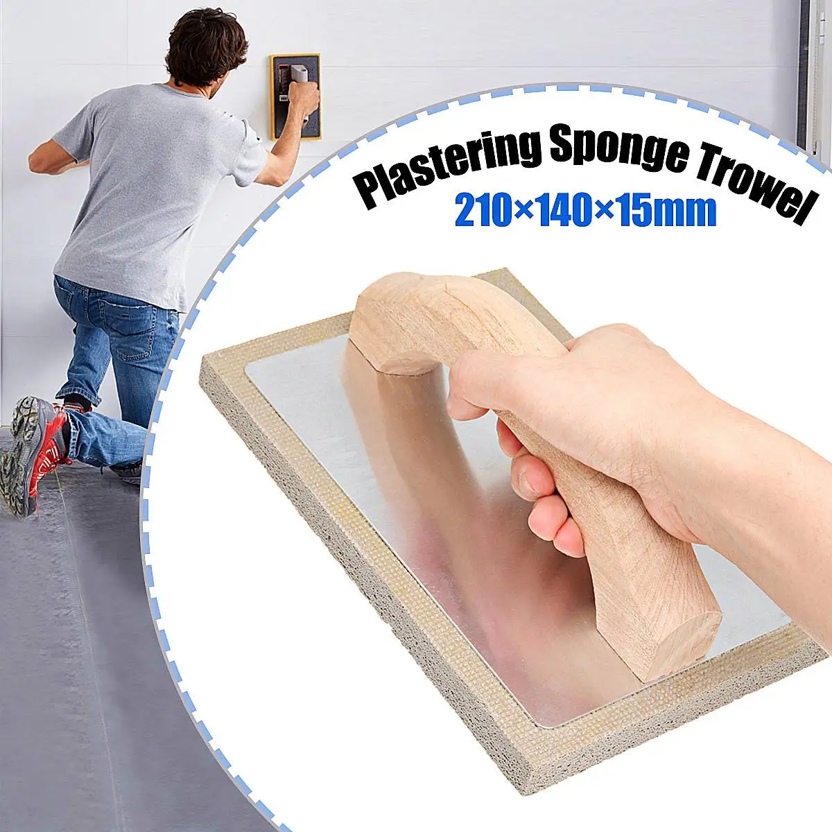 

210x140x15mm Plaster Plastering Sponge Trowel Ergonomic Handle Design for Wall Plastering, Professional Caulking Tools