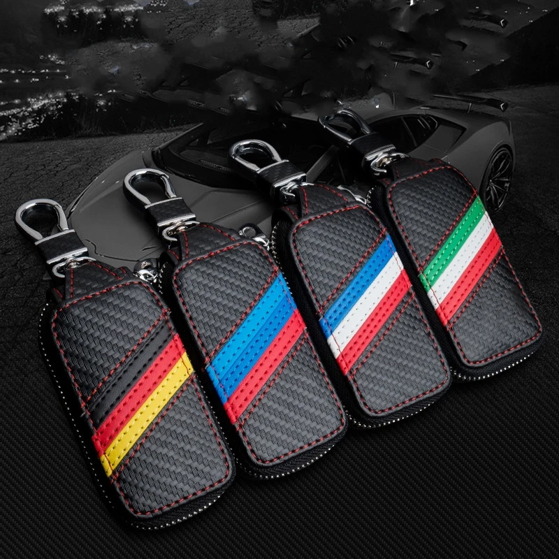 

Men Leather Key Holder Housekeeper Key Purse Unisex Car Key Wallets Buckle Key Case Bag Pouch Holder For BMW Benz Audi Buick