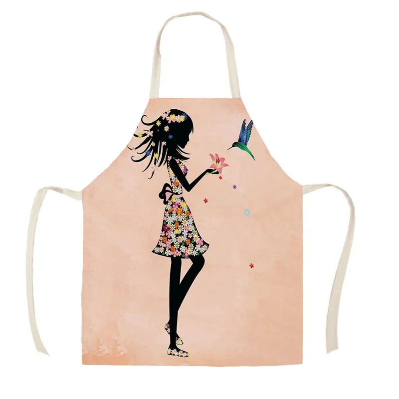 Home Cleaning Tools Cooking Apron Cartoon Butterfly Flower Girl Printed Cotton Linen Women Sleeveless Kitchen Aprons WQI849 Home Cleaning Tools Cooking Apron Cartoon Butterfly Flower Girl Printed Cotton Linen Women Sleeveless Kitchen Aprons WQI849