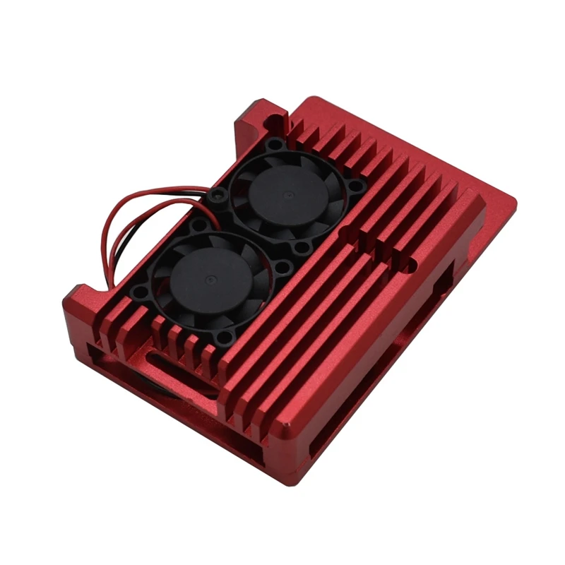 Для Raspberry Pi 4 4B Алюминий чехол Корпус кожух CNC охлаждения P/N: двойной вентилятор для