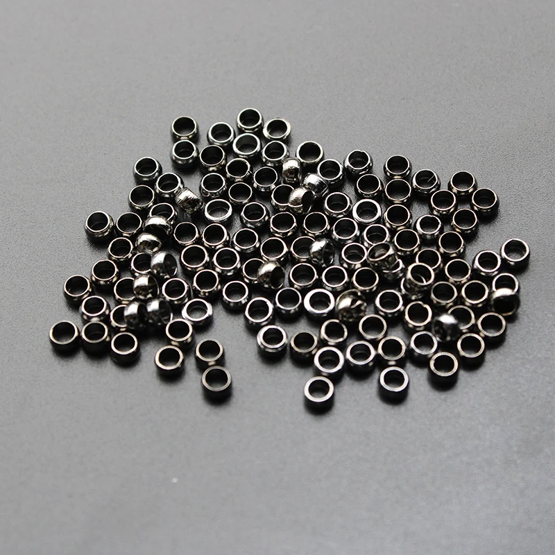 300pcs Dia 1.5 2 3 4 mm Gold Silver Copper Ball Crimp End Beads Stopper Spacer Beads For Diy Jewelry Making Findings Supplies - Color: gun black