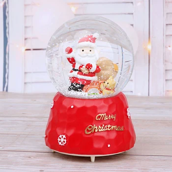 

Cute Puppy With Snowman Christmas Decoration Accessories Music Box Crystal Ball Ornaments Desk Decor Party Decoration Figurines