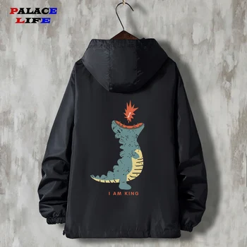 

Korean style Spring Men printing Hooded Jacket Harajuku street Plus size Jackets Men Women Loose Harajuku Couples Coat