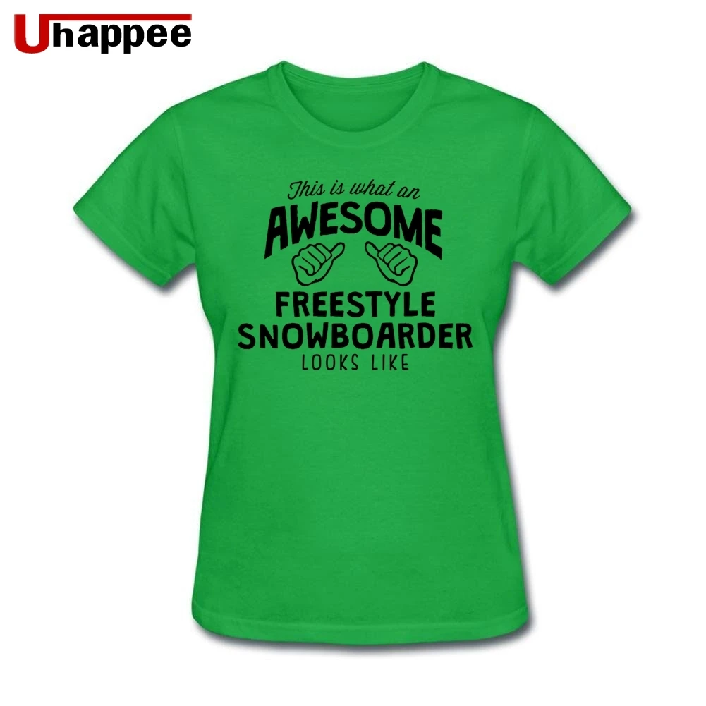 Awesome Фристайл Snowboarder футболки женские модные с коротким рукавом и круглым вырезом