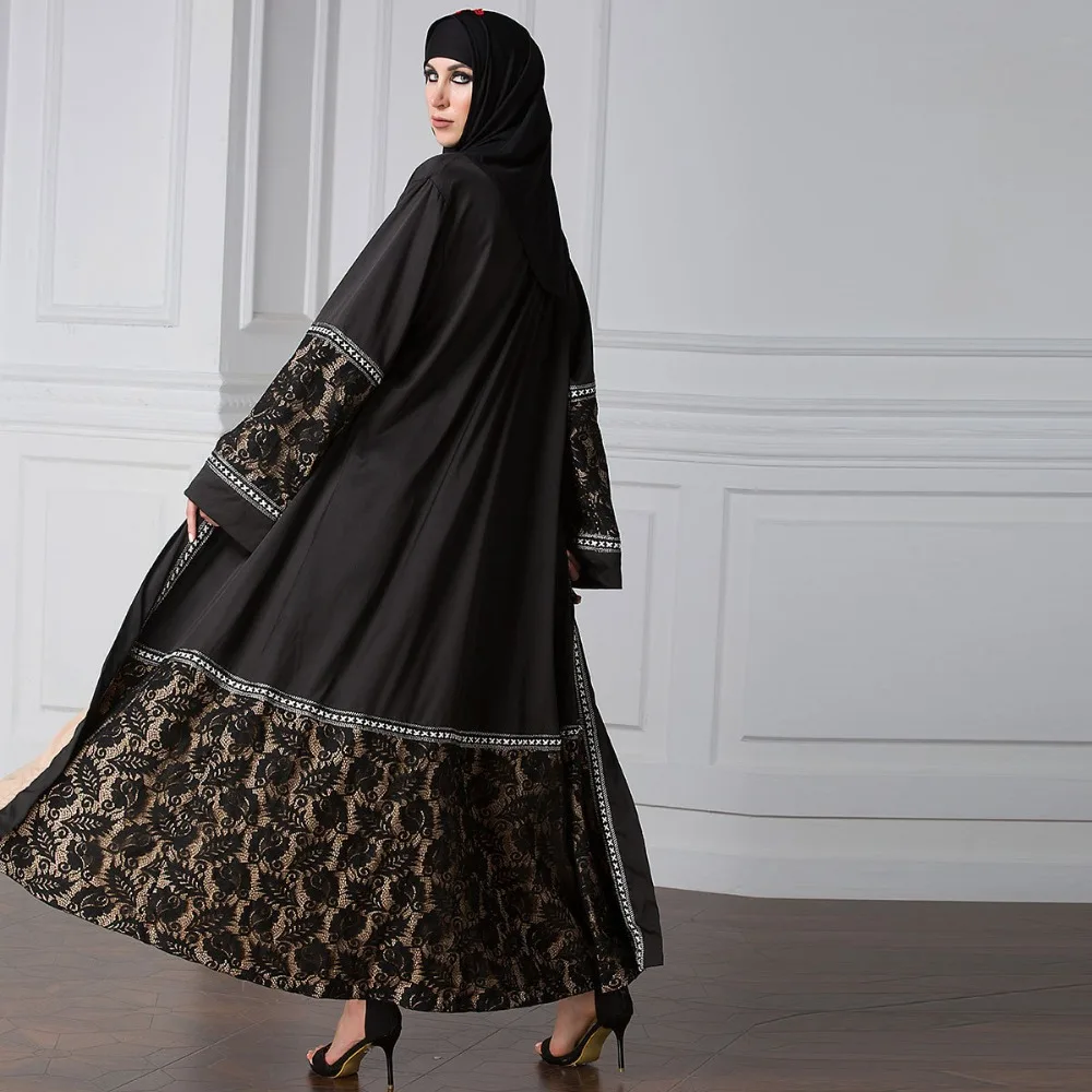 Siskakia модные кружевные лоскутные женские элегантные черные мусульманские вышитые халаты турецкие исламские mAh jilbaw и кафтаны