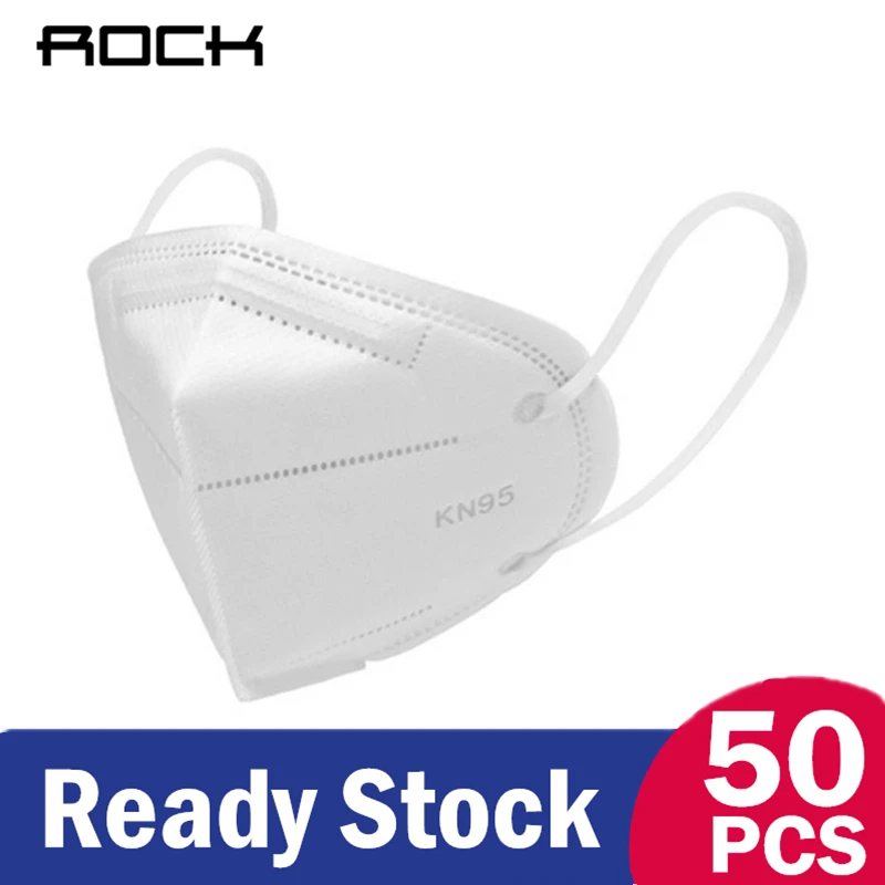 

ROCK KN95 Mask Anti Dust Disposable Protective Masks Mouth Face Mask N95 FFP2 Level 95% Filtration Mouth Cover 5 10 20 50PCS