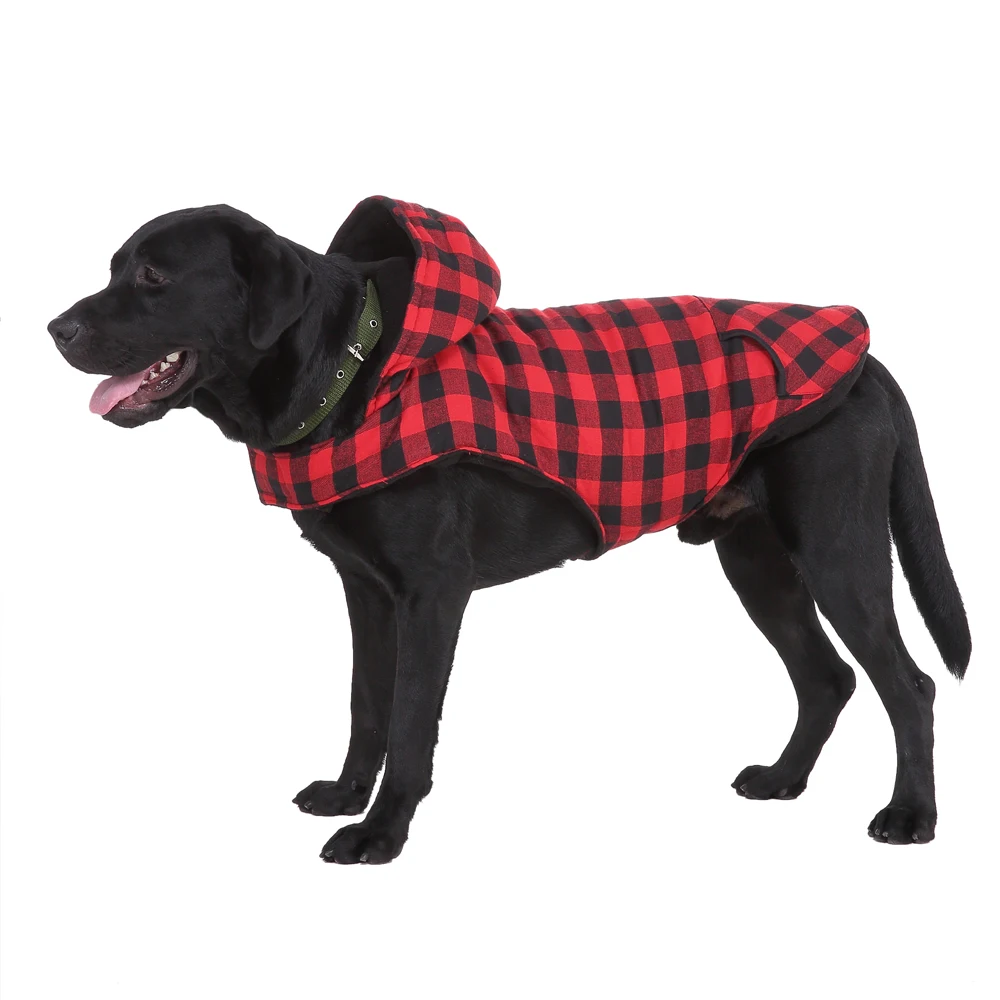Зимнее пальто для собак, толстые флисовые толстовки для собак, куртки в клетку, Теплая Одежда для питомцев с ветрозащитным жилетом для маленьких, средних и больших собак D35