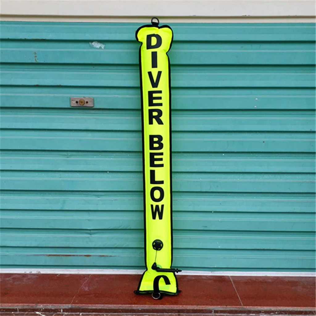 4 Foot Scuba Diving Snorkeling '' Diver Below'' SMB Surface Marker Buoy Safety Sausage Float & Dive Reel Finger Spool Accessori