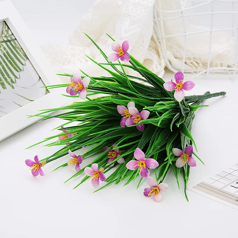 1PC Artificial Plastic 7 Branches Grass Plant Fake Flower Wedding Arrangement Christmas Home Decoration Plants | Дом и сад