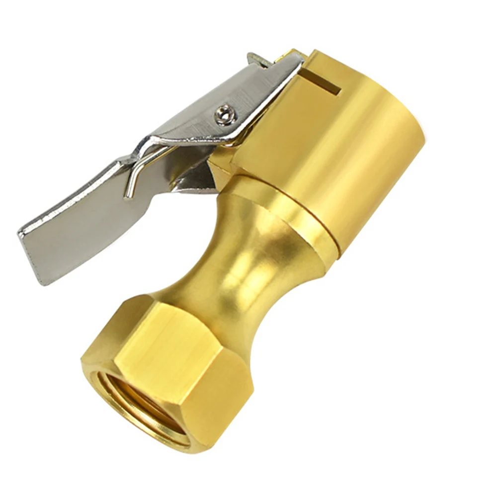 

Tyre Valve Connector Clip-on Brass Tire Inflator Valve Change-over Head American Style Spiral Fast Clip Air Valve Accessorie