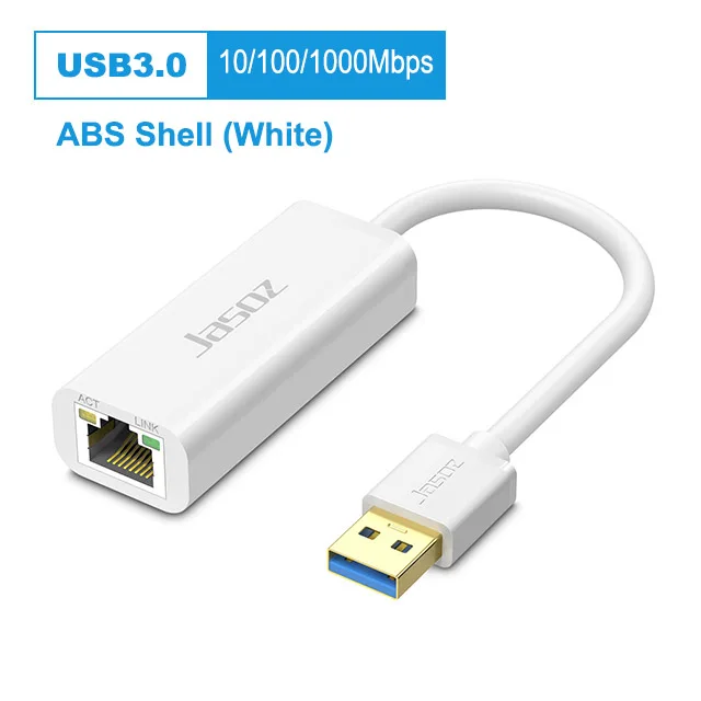 USB 3.0 to Gigabit Ethernet Network Adapter, 10/100/1000 Mbps, USB to RJ45,  USB 3.0 to LAN Adapter, USB 3.0 Ethernet Adapter (GbE), 11in Attached