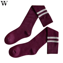 Womail Для женщин Колледж стильная обувь; трендовые женские гетры в полоску, контрастные цвета, ворс Носки хлопковые укороченные Носки