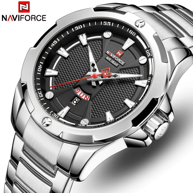 Online Orologi da uomo di Lusso Top di Marca NAVIFORCE Analogico Al Quarzo Impermeabile In Acciaio Inossidabile Degli Uomini Della Vigilanza Orologio Da Polso Data Relogio Masculino