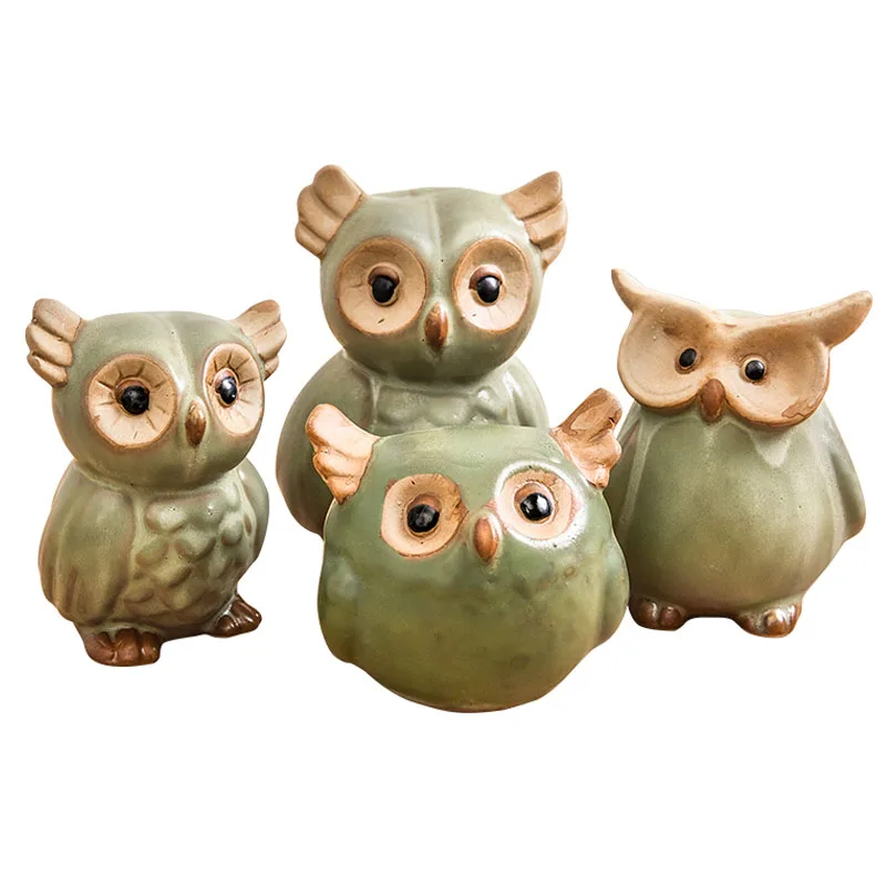Creative Ceramic Owl Figurine Miniature Model Modern Art Ornament Home Decoration Accessories Room Decor | Дом и сад