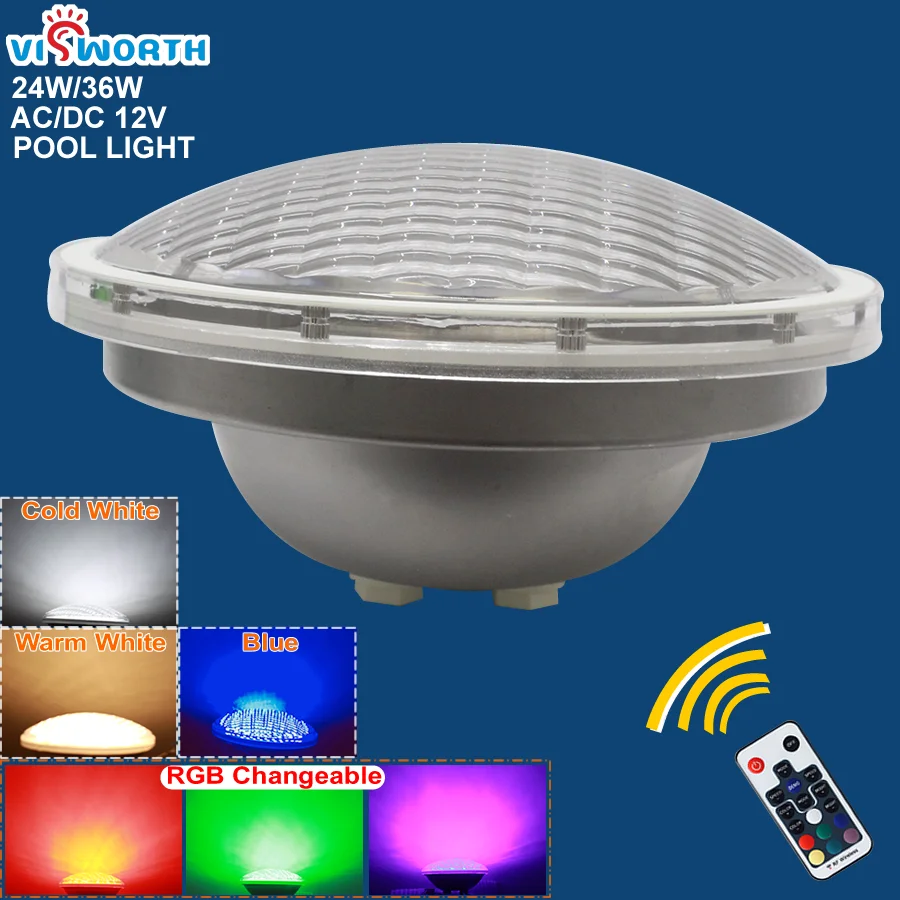 

Par56 24W 36W RGB LED Swimming Pool Light SMD5730 Piscina Light Ip68 Waterproof Fountain LED Underwater Bulb Lamp AC/DC 12V