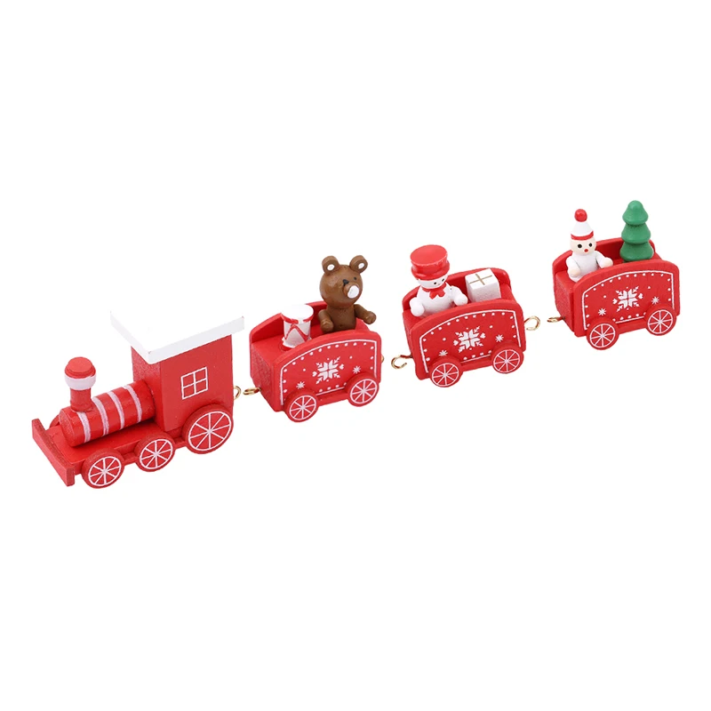 4 шт. деревянный Рождественский поезд игрушки Домашний детский сад праздничное украшение Санта-медведь рождественские деревянные игрушки для детей