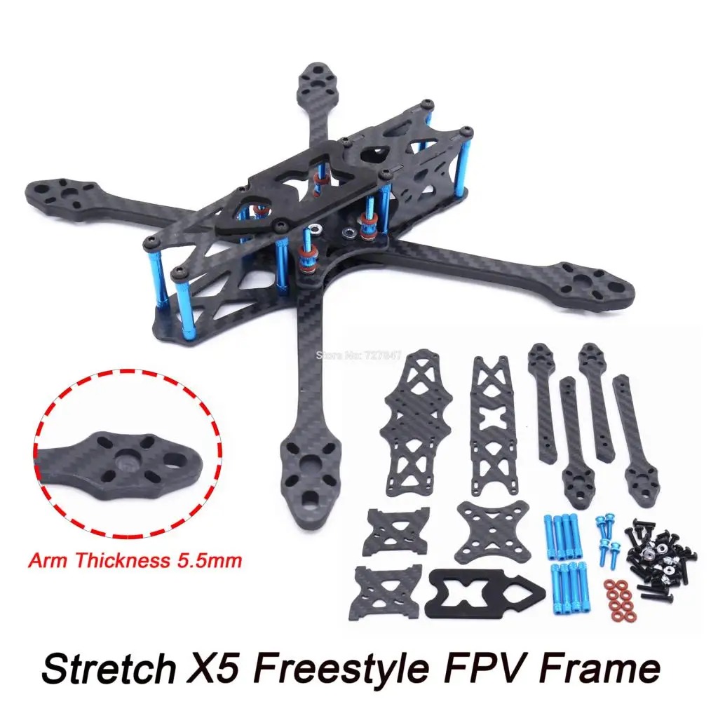 

Stretch Strech X5 220mm Freestyle FPV Frame 5.5mm Arm Racing Quadcopter Frame Kit for X5 Johnny 220mm FPV 5 inch prop 22XX motor